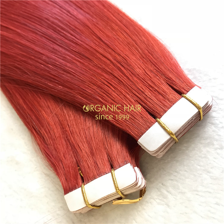 Seamless tape in hair extensions red color X107
